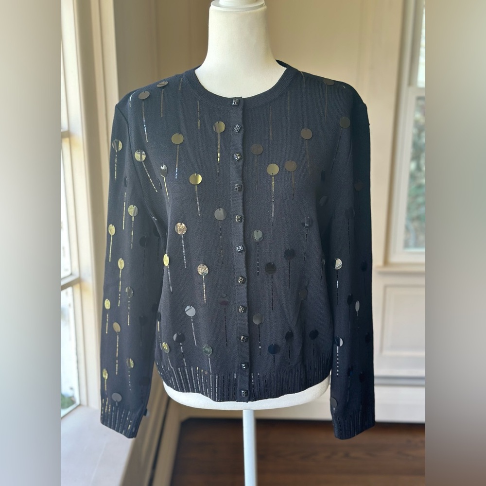 St. John Evening by Marie Gray Black Palette Cardigan Sweater